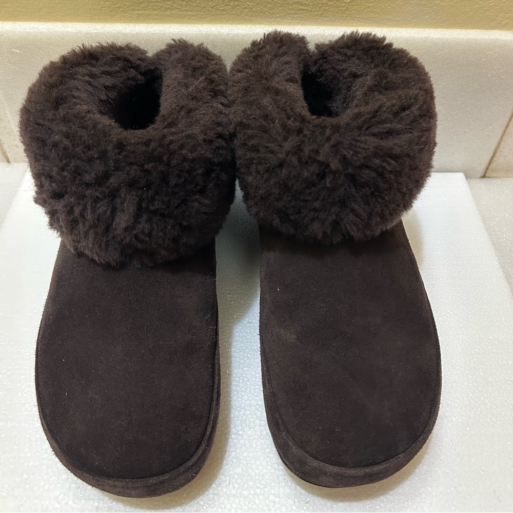 FitFlop Mukluk Brown Shorty Boot Suede Shearling Slipper Boot Size 10